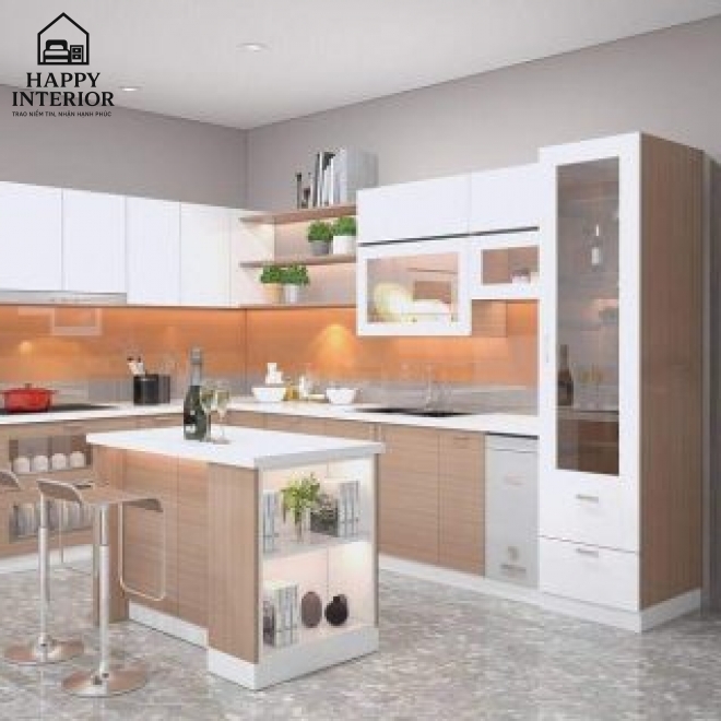 Mẫu Tủ Bếp Gỗ Công Nghiệp MS112